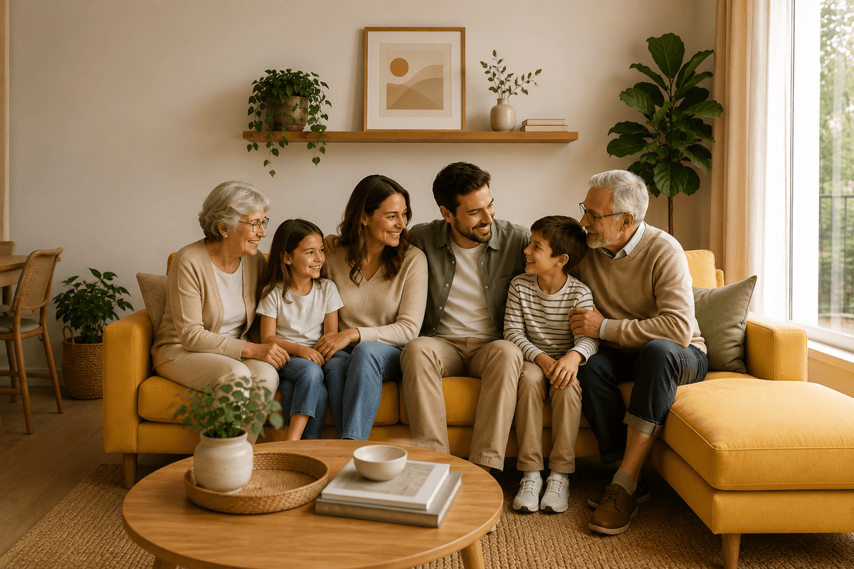 Familia feliz en su nuevo hogar con Inmonest